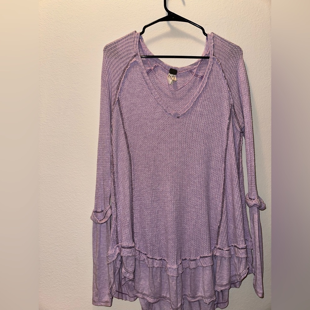 We the free free people light purple long sleeve boho blouse XS